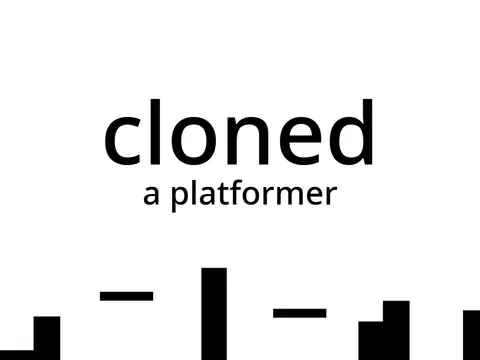 Cloned platformer logo cover featuring clone character and level geometry adhesion mechanic