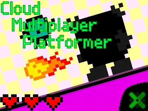 Cloud Multiplayer Platformer logo featuring cloud themed levels and multiplayer characters