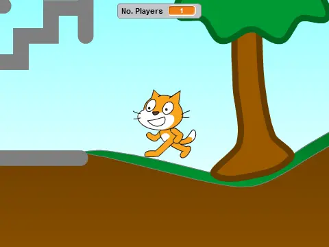 Cloud platformer multiplayer logo - online Scratch platforming with chat