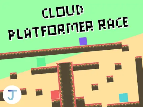 Cloud platformer race logo cover featuring multiplayer cloud racing and power-up shortcuts Z and X
