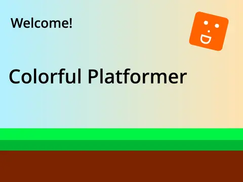 Colorful Platformer logo cover featuring Mr. Cube and red lava hazards