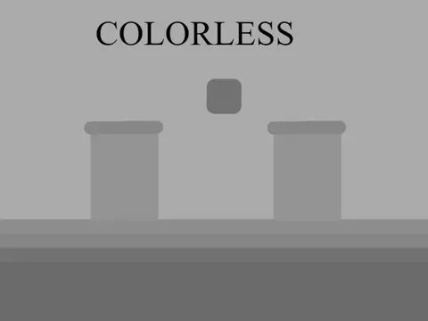 Colorless mobile platformer logo - monochrome design featuring wall jumping in a colorless world