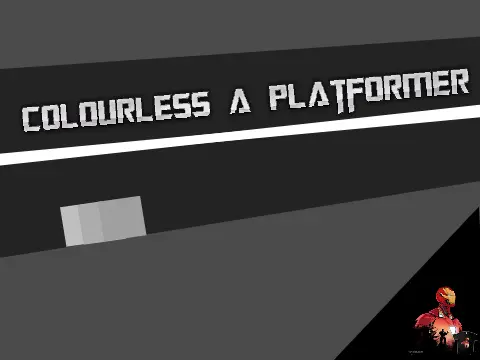 Colorless platformer logo - monochromatic world waiting for color restoration