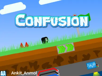 confusion platformer mobile friendly game logo with replay and language features