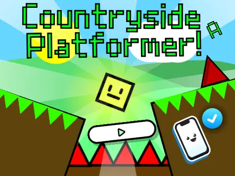 Countryside mobile friendly platformer logo - rural landscape with draggable clouds