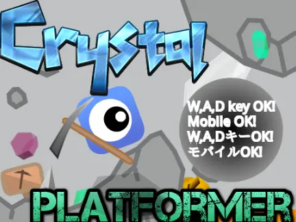 Crystal Platformer 2025 logo with crystal and mining theme bilingual design