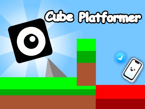 Cube platformer logo cover featuring simple cube design and hidden level hint