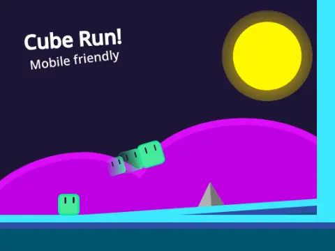 Cube Run mobile platformer game logo featuring cube character