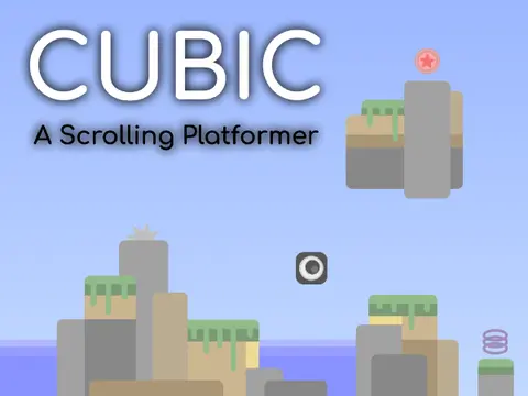 Cubic scrolling platformer logo cover featuring cube character and Earth chapter