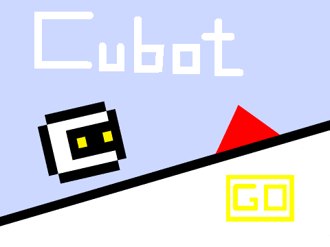 Cubot platformer logo with color-coded hazard and power-up indicators