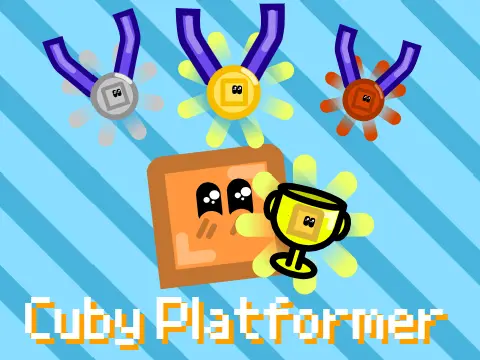 Cuby Platformer logo with cube character and speedrun theme