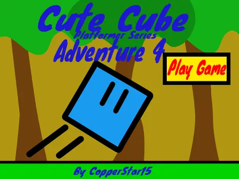 Cute Cube Adventure 4 logo featuring Cute Cube in forest adventure setting