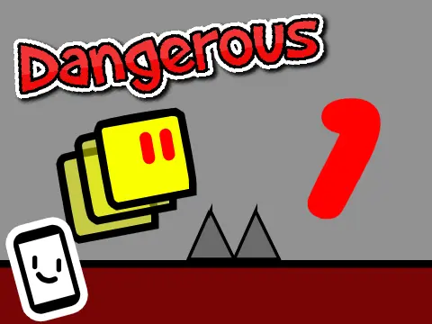 Dangerous 1 platformer logo - red dangerous themed escape game