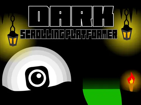 Dark scrolling platformer logo cover featuring atmospheric shadows and side-scrolling level