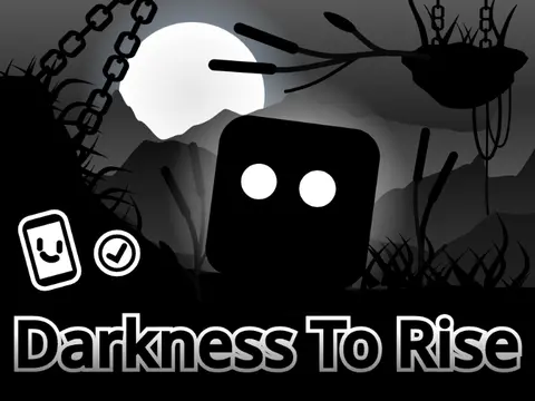 Darkness to Rise Platformer logo with coloured mountain background by @Chipm0nk