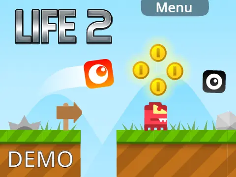 Demo Life 2 multiplayer platformer logo with cloud and trading theme