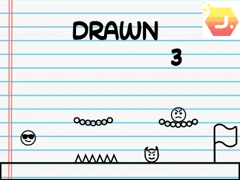 Drawn 3 scrolling platformer logo cover featuring hand-drawn art style and platformer character