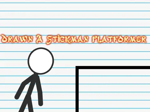 Drawn stickman platformer logo - minimalist stickman platforming adventure