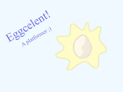 Eggcellent platformer logo - whimsical egg-themed platforming adventure with Studio Ghibli inspiration