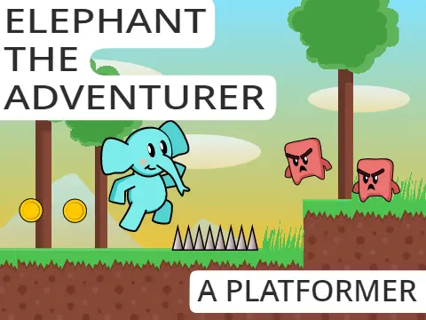 Elephant The Adventurer platformer logo featuring elephant character