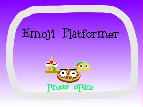 Emoji platformer logo - Scratch emoji characters including waffle, pizza, taco, apple, gobo