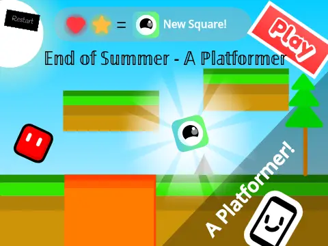 End of Summer platformer logo with autumn leaves and seasonal theme