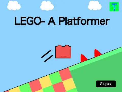 Entry Lego platformer logo cover featuring Lego character pixel art