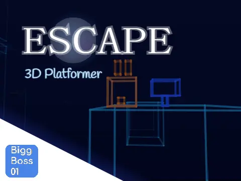 Escape 3D Platformer logo with 3D blocks and perspective view