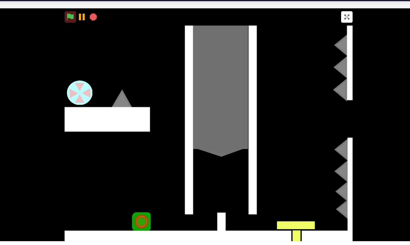 Gray triangle obstacles in Escape a Platformer game level
