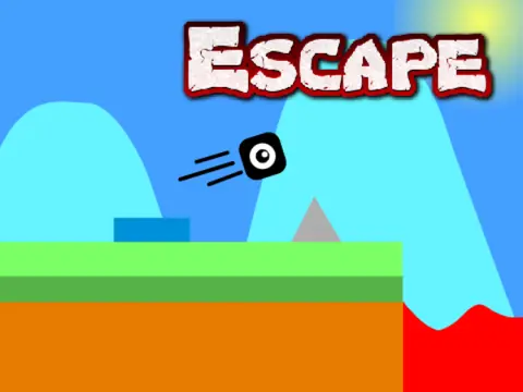 Escape a platformer v5 logo cover featuring platformer level with lava and spikes