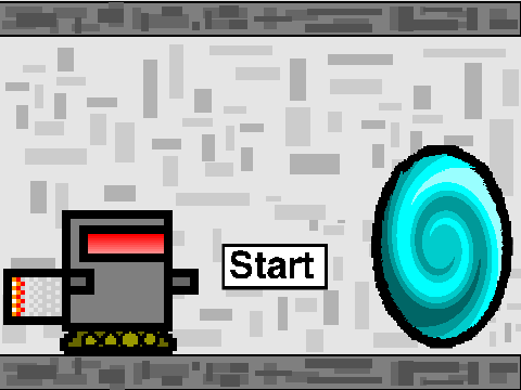 Escape platformer logo cover featuring laboratory setting with traps, lasers, and mysterious portal