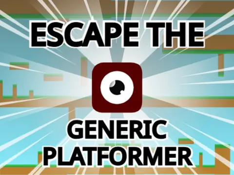 Escape the generic platformer logo cover featuring eyed cube and boss arena