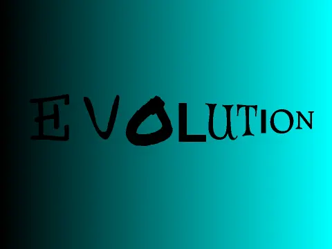 Evolution platformer logo cover featuring monochromatic square evolving through worlds
