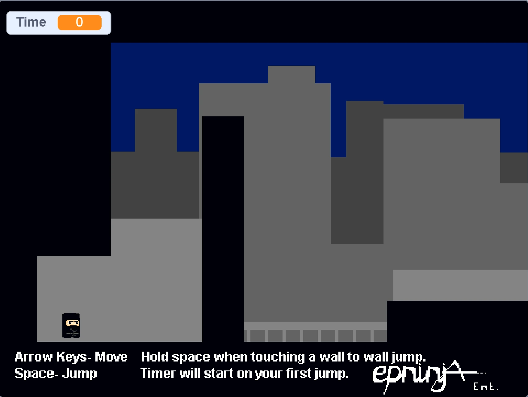 Extreme Ninja Parkour gameplay screenshot showing ninja on platforms