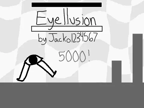 Eyellusion platformer 5000 followers special edition game logo with celebration theme