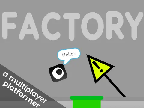 Factory multiplayer platformer logo - industrial hazard theme with multiple players