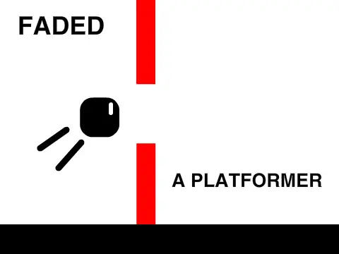 Faded platformer logo cover with red fade mechanic visual