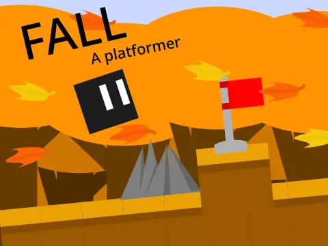 Fall - A Platformer game logo with autumn leaves theme