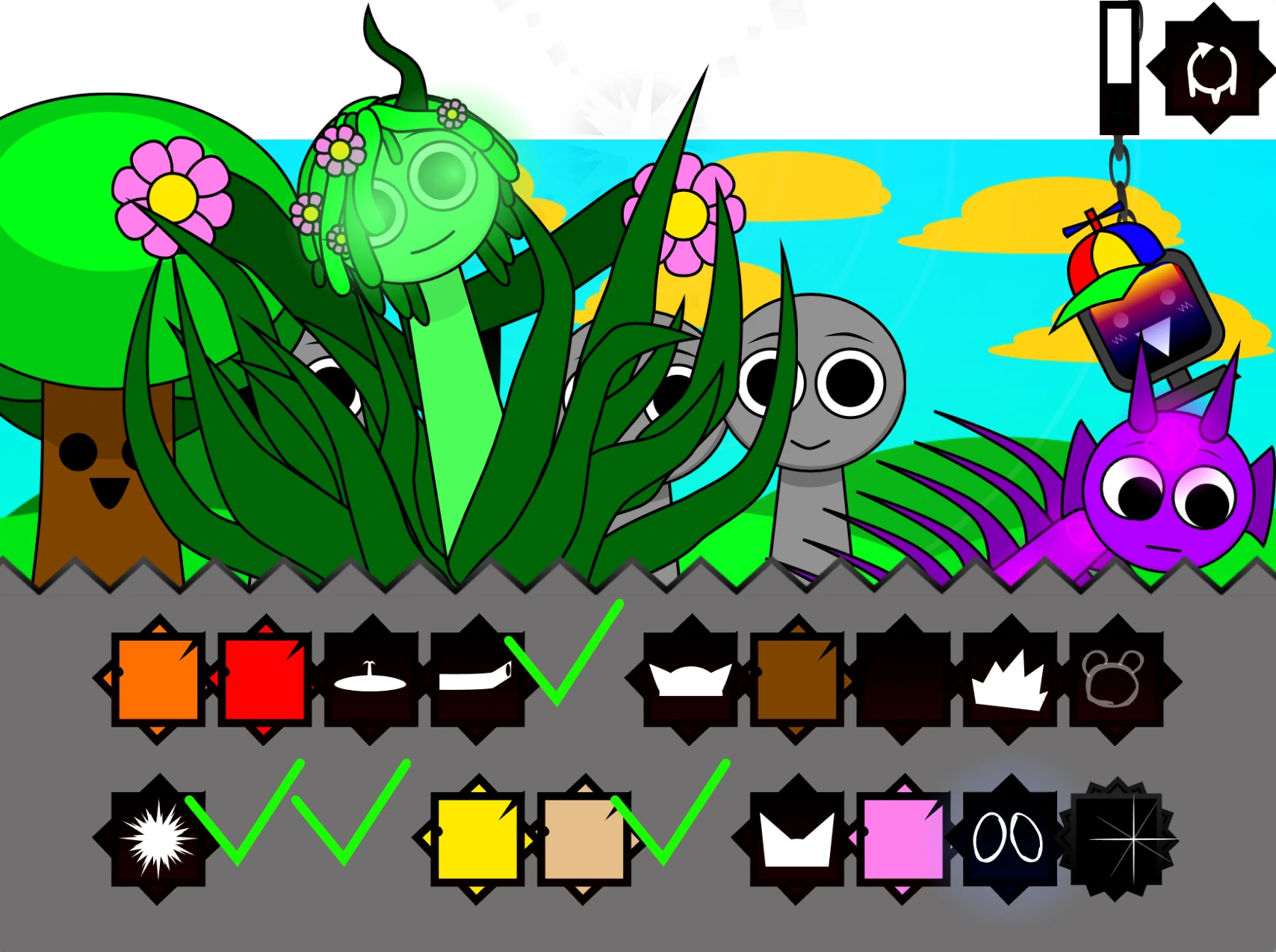 Full screen gameplay with multiple sound layers active