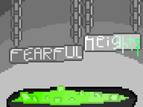 Fearful Heights platformer logo cover featuring anti gravity level and pixel art style