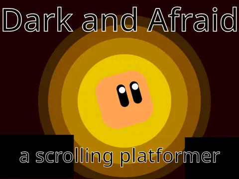 Fixed Dark and Afraid scrolling platformer logo cover featuring mine collapse and player light