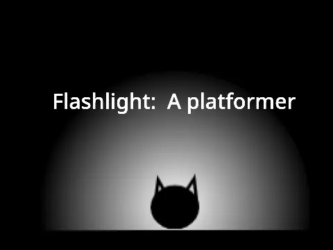 Flashlight platformer logo cover featuring black cat with flashlight in dark environment