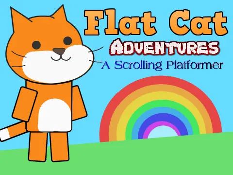 Flat Cat Adventures logo featuring a cute flat-style cat character