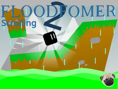 Floodformer 2 logo featuring parkour escape from rising green pollution flood