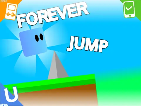 Forever-Jump platformer game logo featuring always jumping mechanic