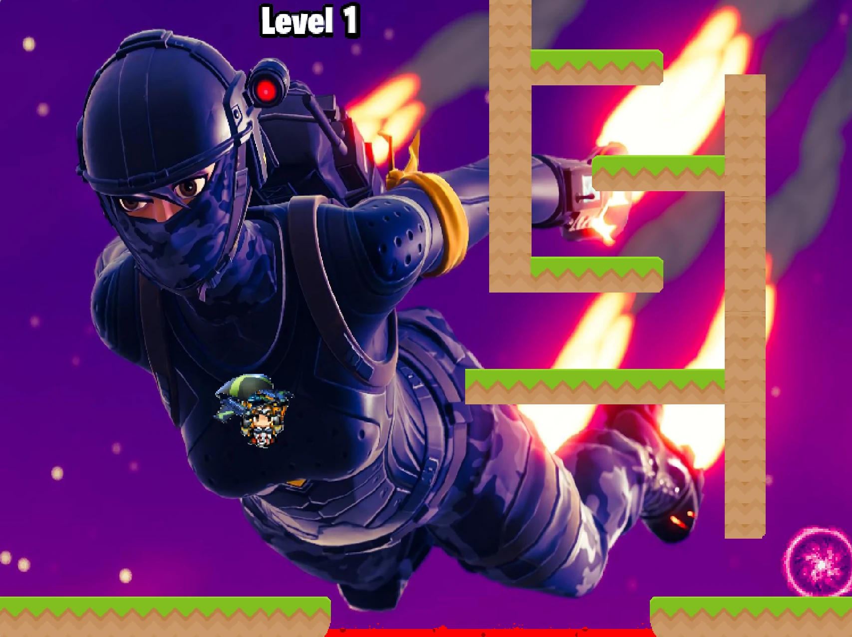 Fortnite Platformer gameplay screenshot showing character jumping between platforms