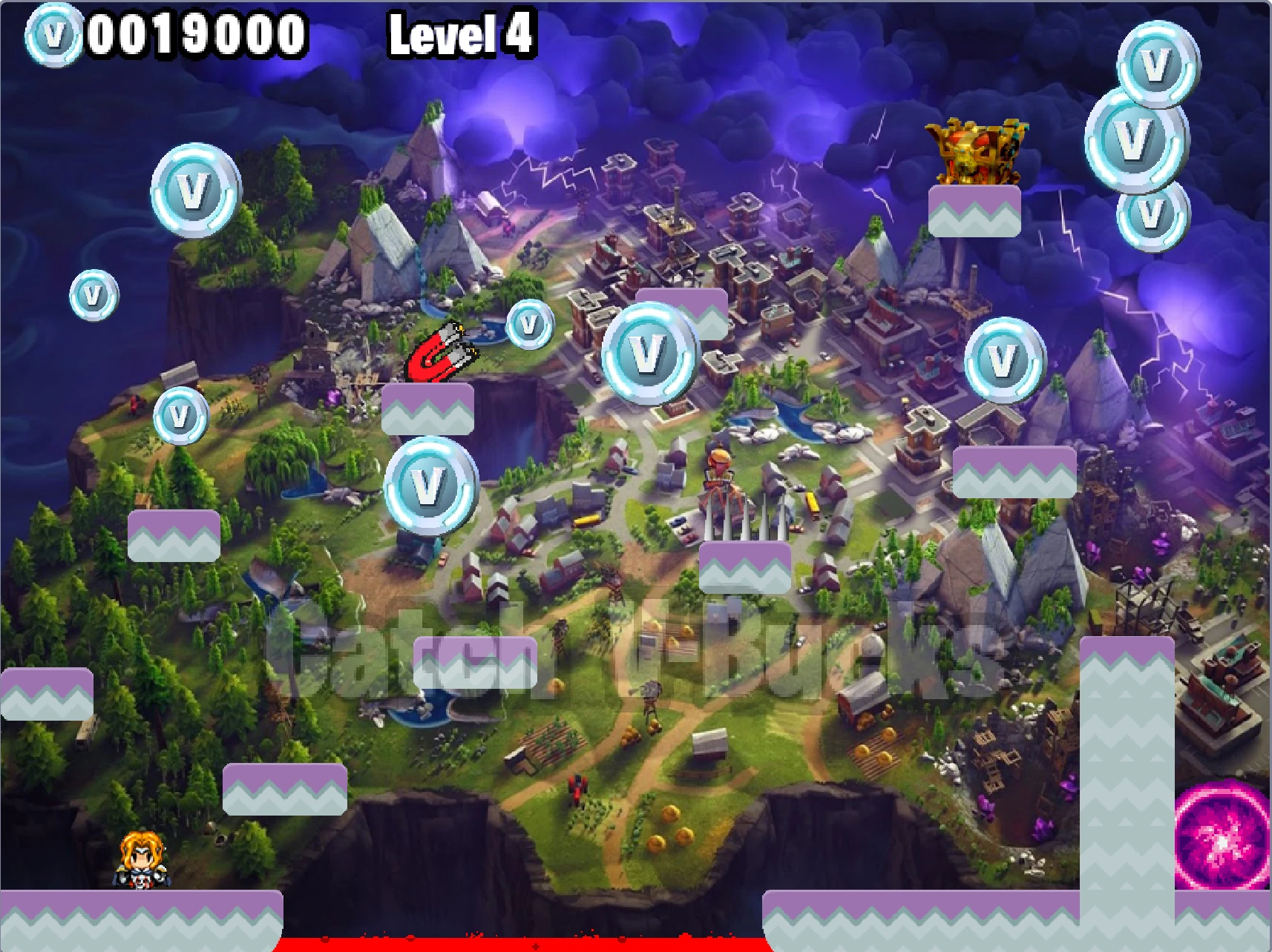 Fortnite Platformer gameplay screenshot 4 featuring obstacle avoidance and spikes