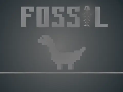 Fossil platformer logo - prehistoric fossil adventure game