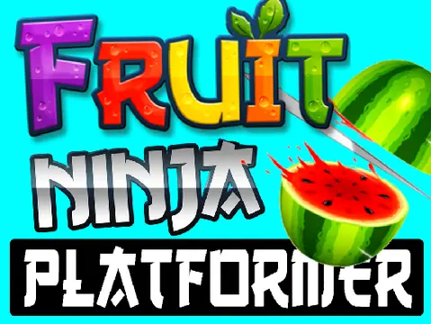 Colorful logo for Fruit Ninja Platformer featuring ninja and fruit
