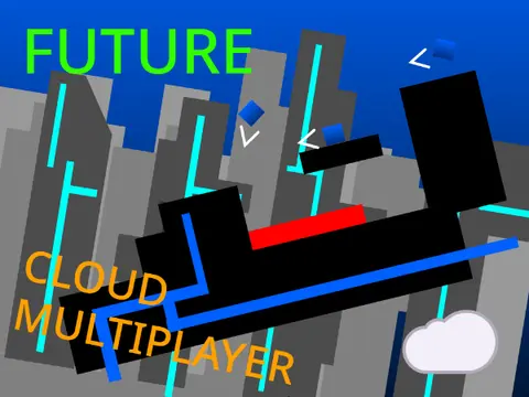 Future multiplayer cloud platformer logo cover featuring online connectivity and cloud sync